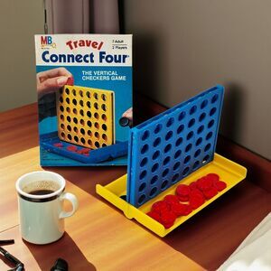 Vintage 1983 Milton Bradley Travel Connect Four Board Game Complete 47 Checkers
